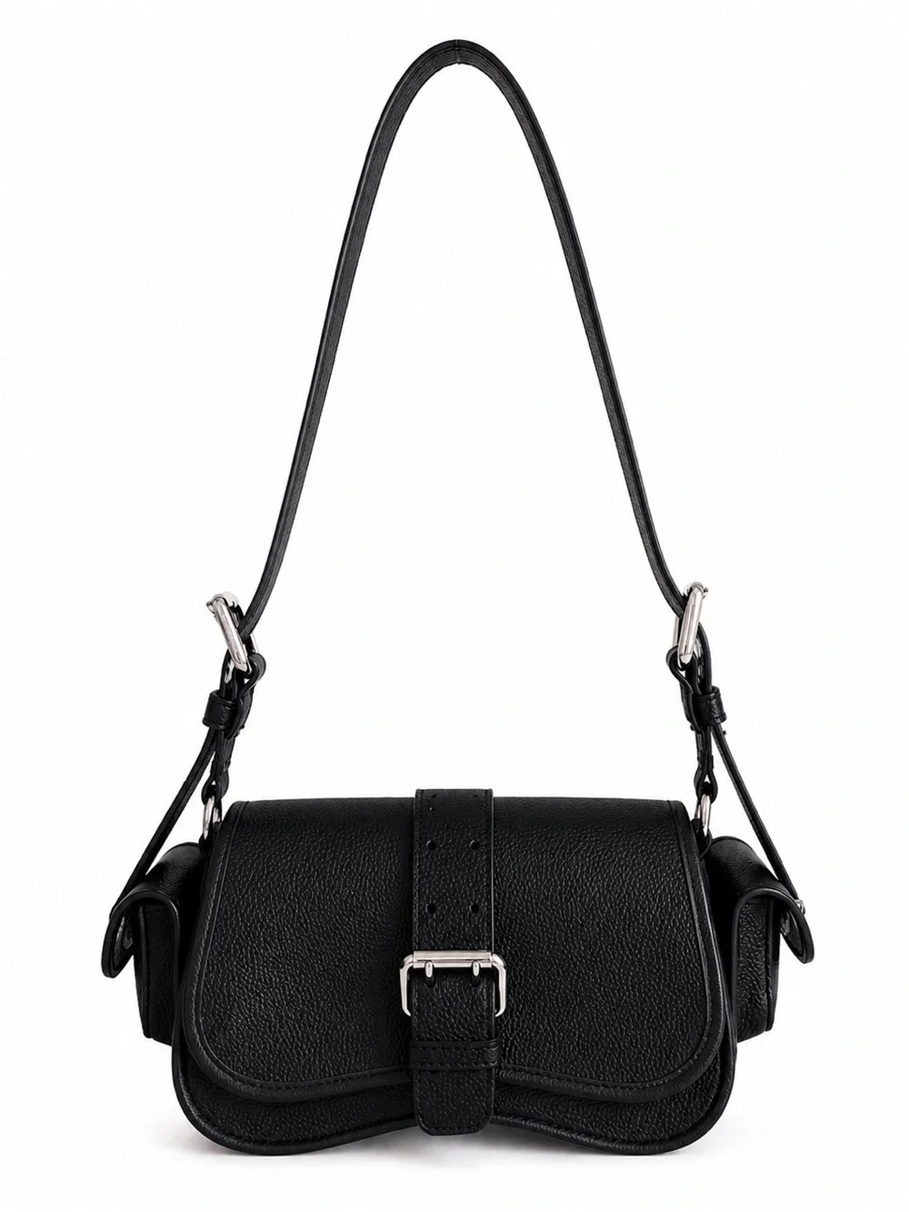 Coachtopia By Coach Black Leather Flap Shoulder Bag Buckle Y2K